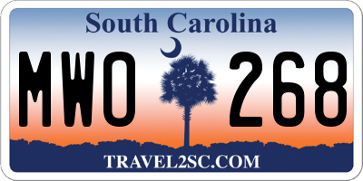 SC license plate MWO268