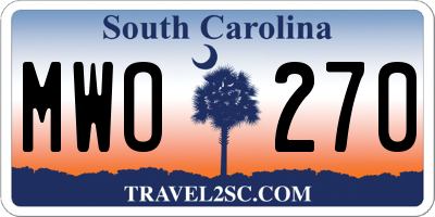 SC license plate MWO270