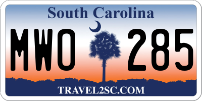 SC license plate MWO285