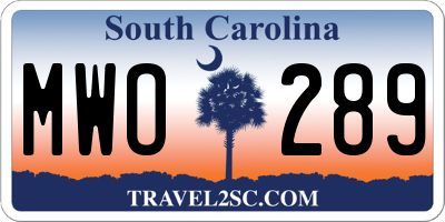 SC license plate MWO289