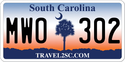 SC license plate MWO302