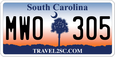 SC license plate MWO305
