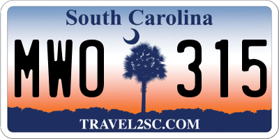 SC license plate MWO315