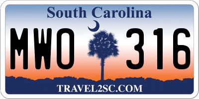 SC license plate MWO316