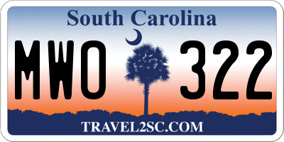 SC license plate MWO322