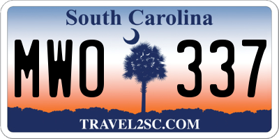 SC license plate MWO337