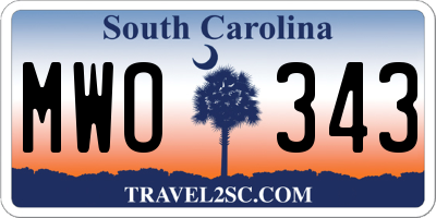 SC license plate MWO343