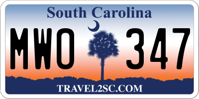 SC license plate MWO347