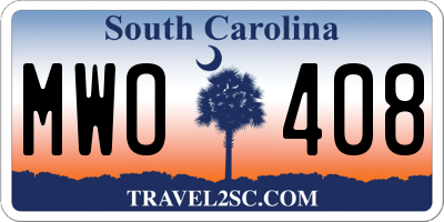 SC license plate MWO408
