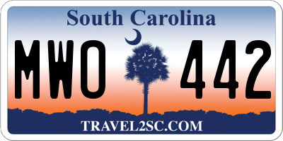 SC license plate MWO442