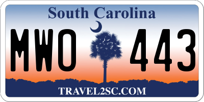SC license plate MWO443
