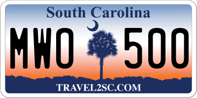 SC license plate MWO500