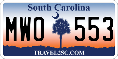 SC license plate MWO553