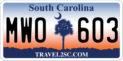 SC license plate MWO603