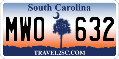 SC license plate MWO632