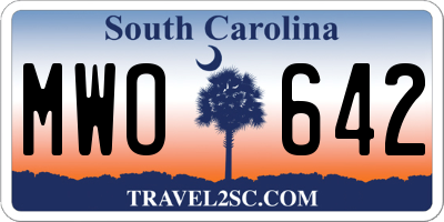 SC license plate MWO642