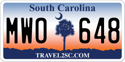 SC license plate MWO648