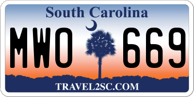 SC license plate MWO669