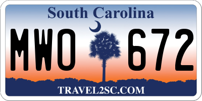 SC license plate MWO672