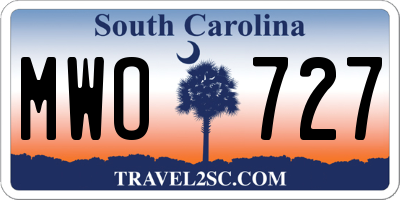 SC license plate MWO727