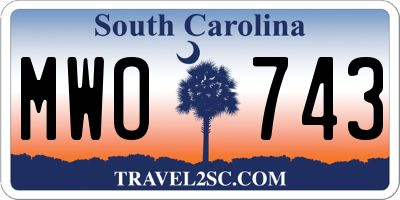 SC license plate MWO743