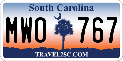SC license plate MWO767