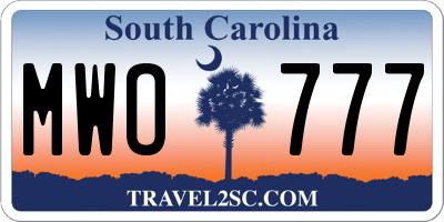 SC license plate MWO777