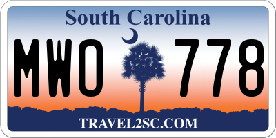 SC license plate MWO778