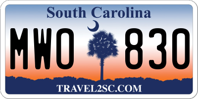 SC license plate MWO830