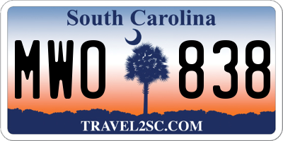 SC license plate MWO838