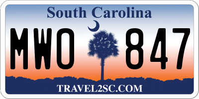 SC license plate MWO847