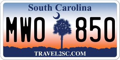 SC license plate MWO850