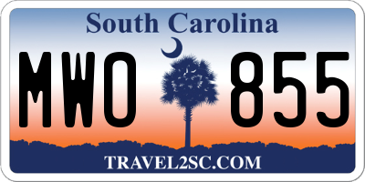 SC license plate MWO855