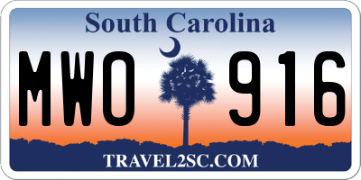 SC license plate MWO916