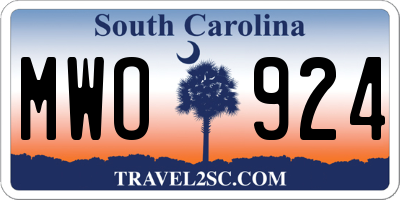 SC license plate MWO924