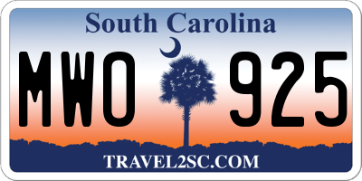 SC license plate MWO925