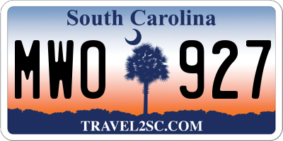 SC license plate MWO927