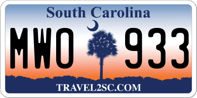 SC license plate MWO933