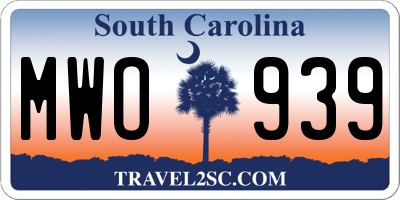 SC license plate MWO939