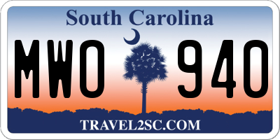 SC license plate MWO940