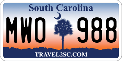 SC license plate MWO988