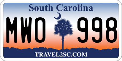 SC license plate MWO998