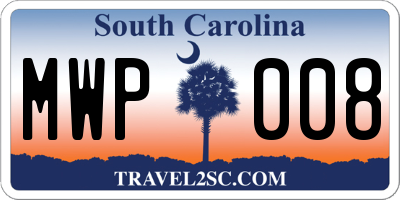 SC license plate MWP008