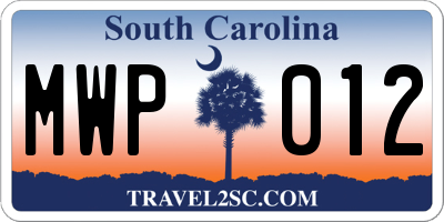 SC license plate MWP012