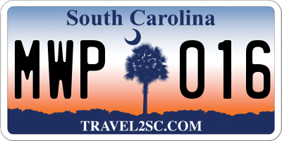 SC license plate MWP016