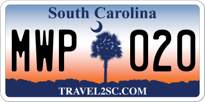 SC license plate MWP020