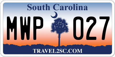 SC license plate MWP027