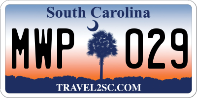 SC license plate MWP029