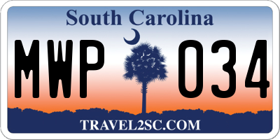 SC license plate MWP034
