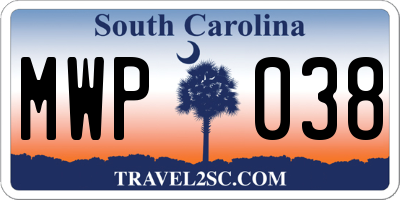 SC license plate MWP038